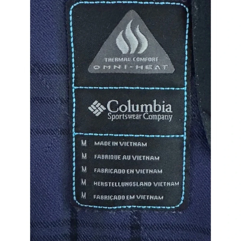 Columbia‎ Women's Plaid Hooded Softshell Jacket Thermal Omni Heat Blue Black -M